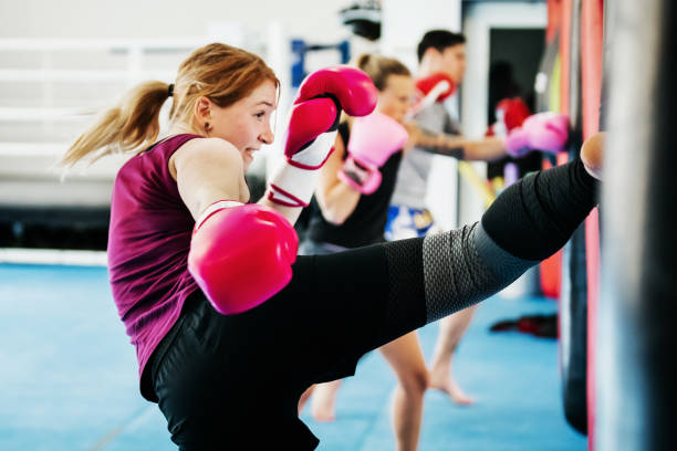 Girl doing kick boxing