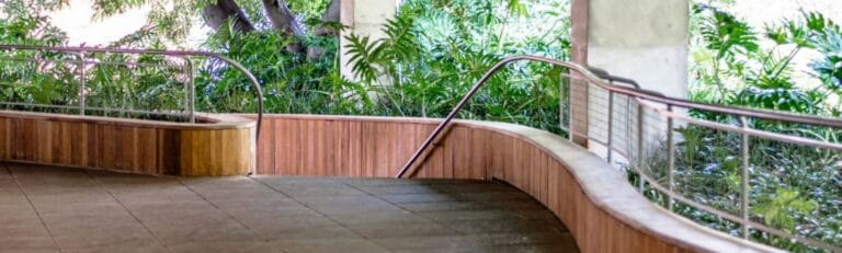 Stairway going down with plant decoration
