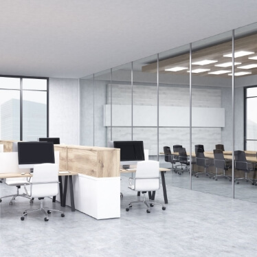 image of an office with glass wall