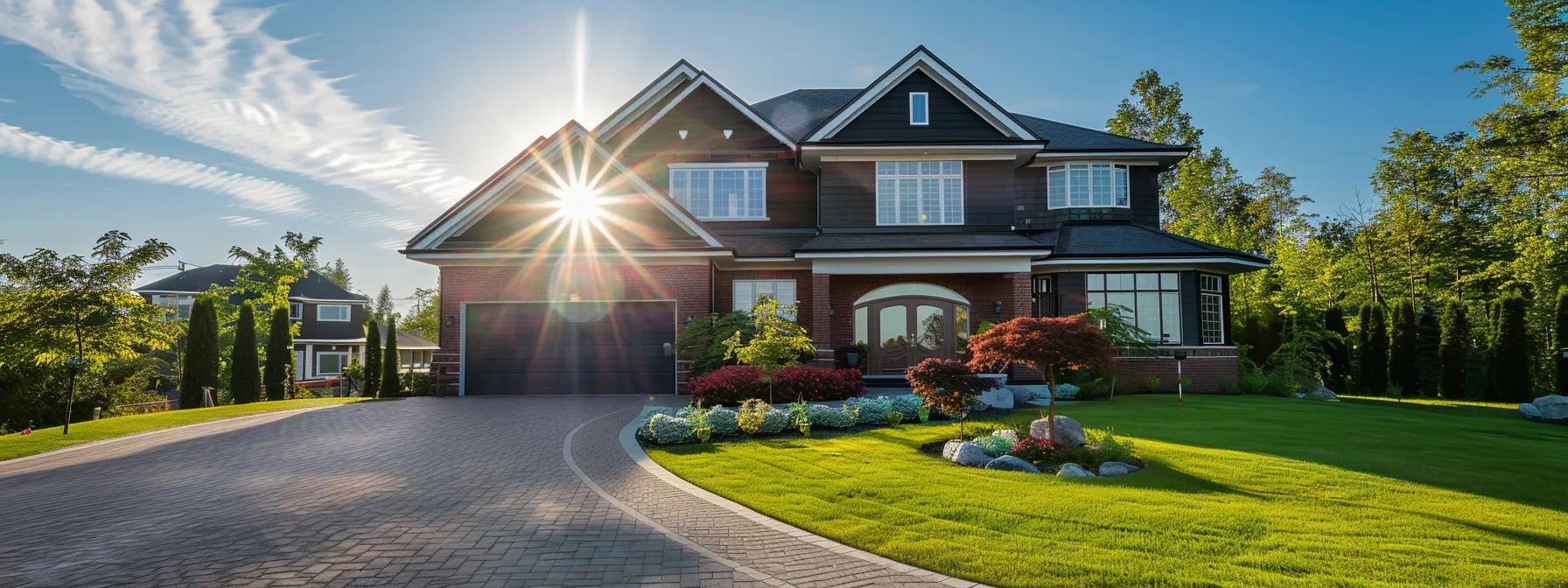 a pristine suburban home gleams under the bright sun after a thorough pressure washing, showcasing spotless surfaces on the house facade, driveway, and patio in a clean, inviting urban neighborhood setting. a pristine suburban home gleams under the bright sun after a thorough pressure washing, showcasing spotless surfaces on the house facade, driveway, and patio in a clean, inviting urban neighborhood setting.