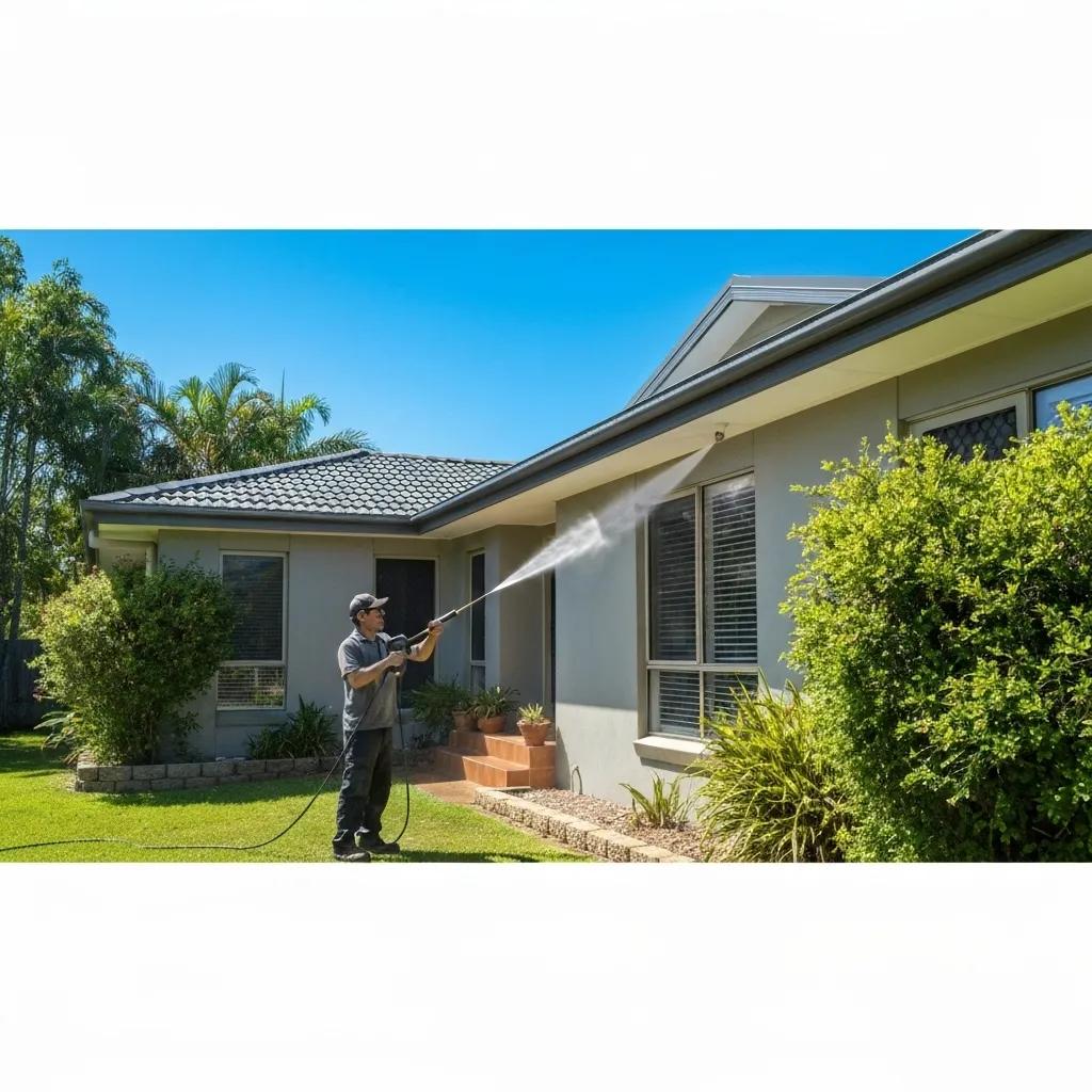 Professional pressure washing service enhancing the exterior of a Sunshine Coast home