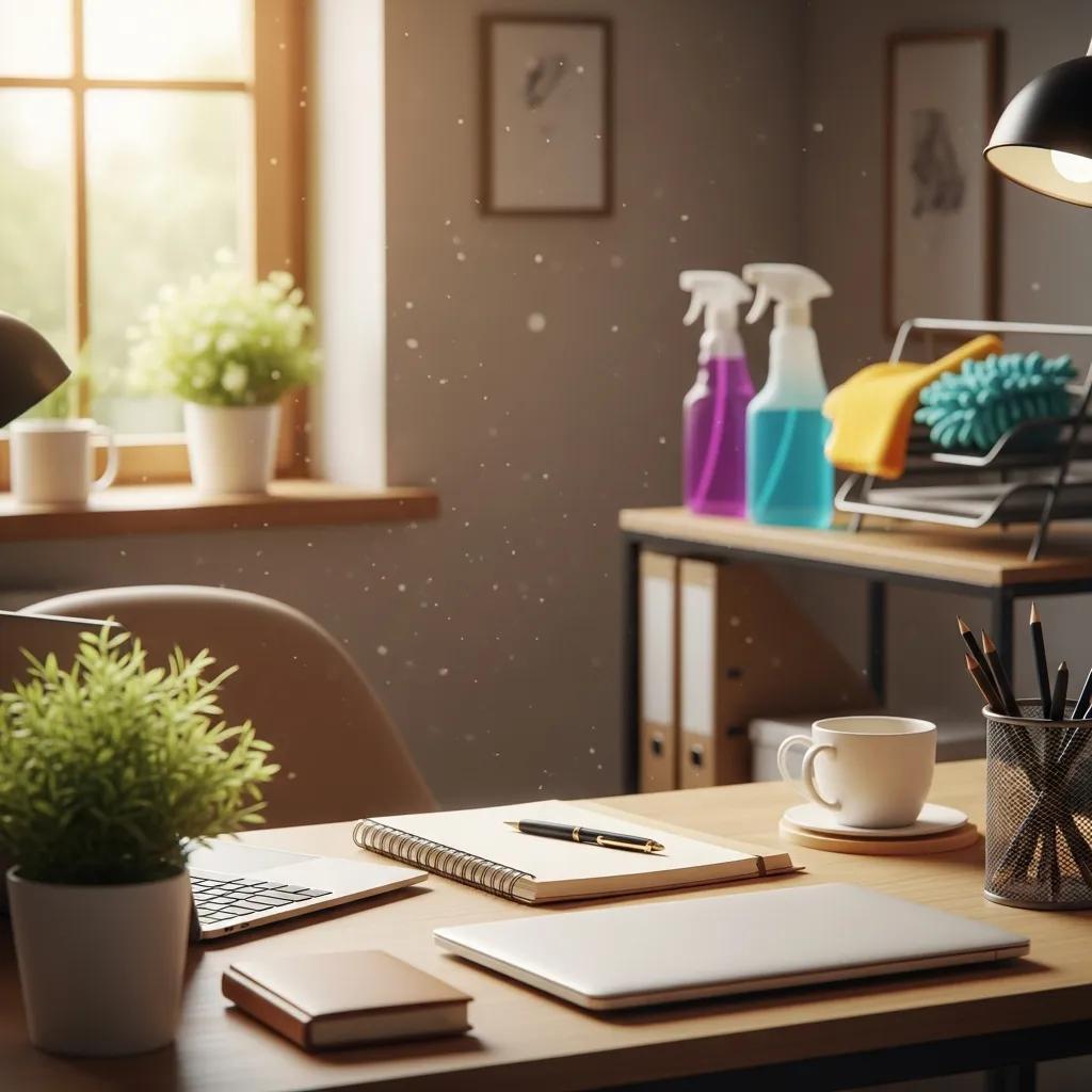 Clean and organized office space highlighting the importance of workplace hygiene and productivity