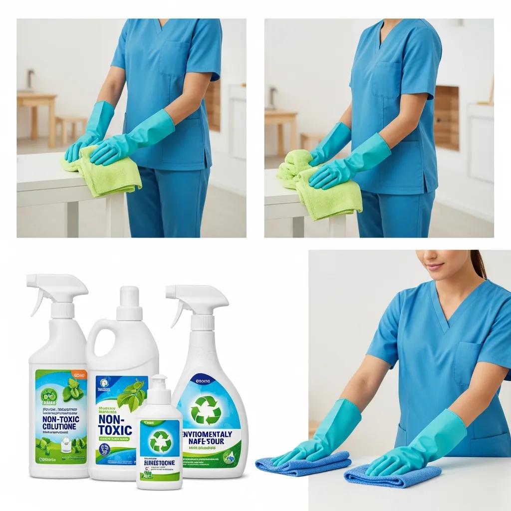 Eco-friendly cleaning products and methods in a clean environment