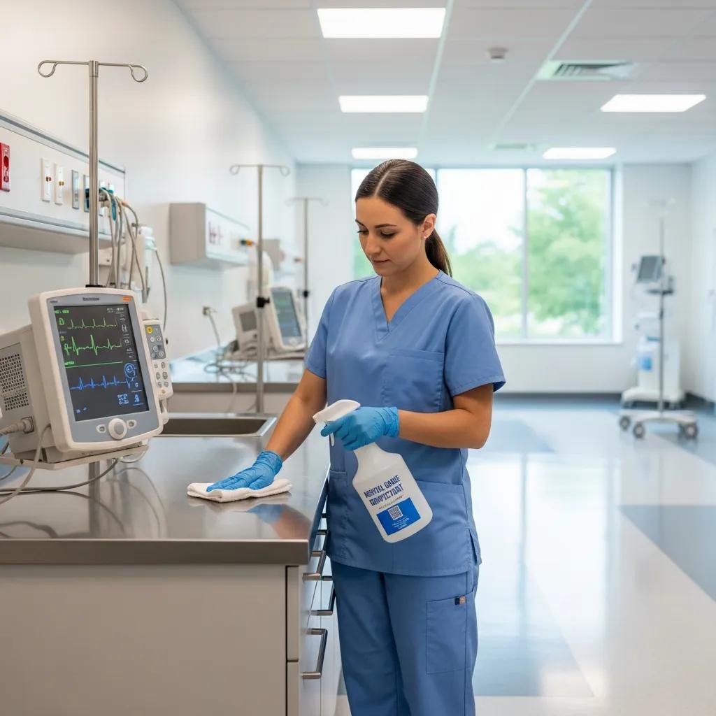 Medical cleaning services in a healthcare facility emphasizing hygiene and safety
