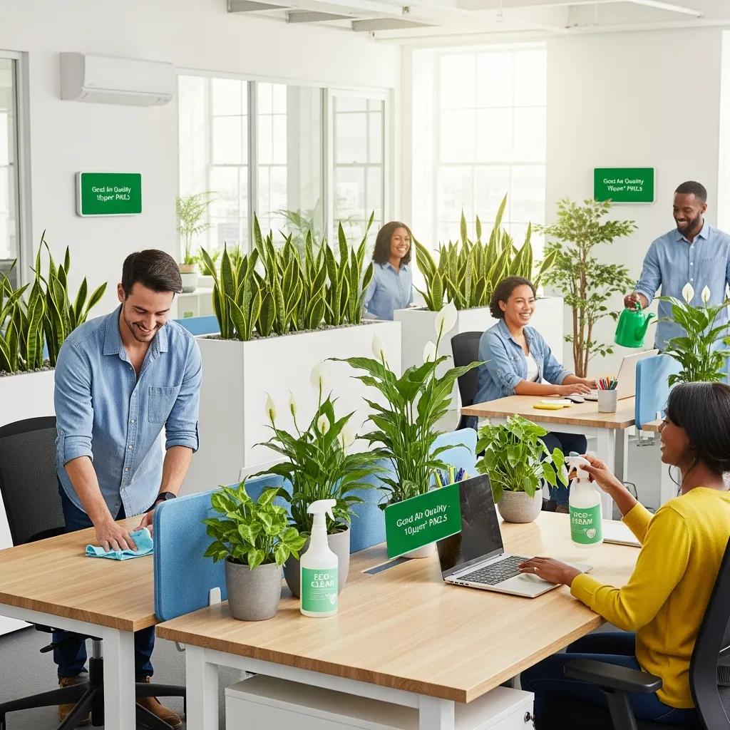 Clean modern office showing the benefits of eco-friendly commercial cleaning