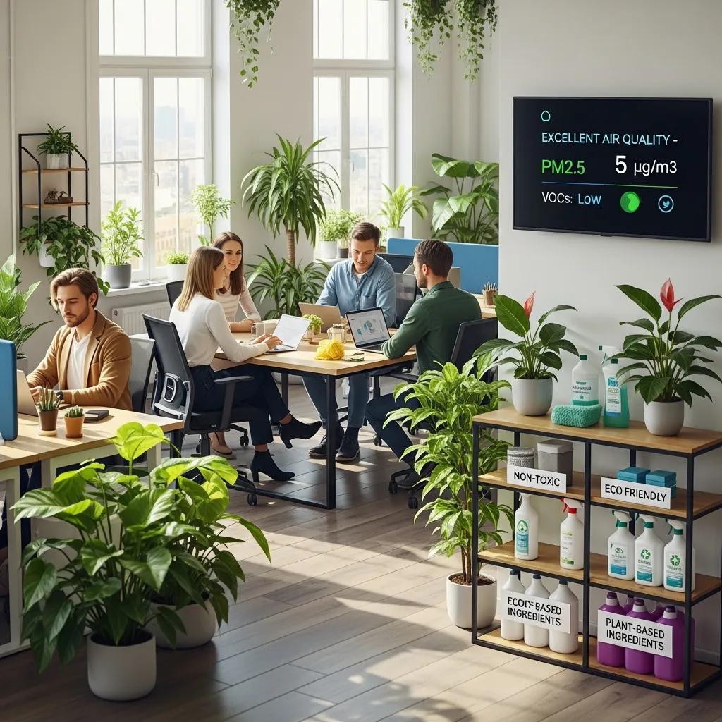 A healthy workplace benefiting from green cleaning practices