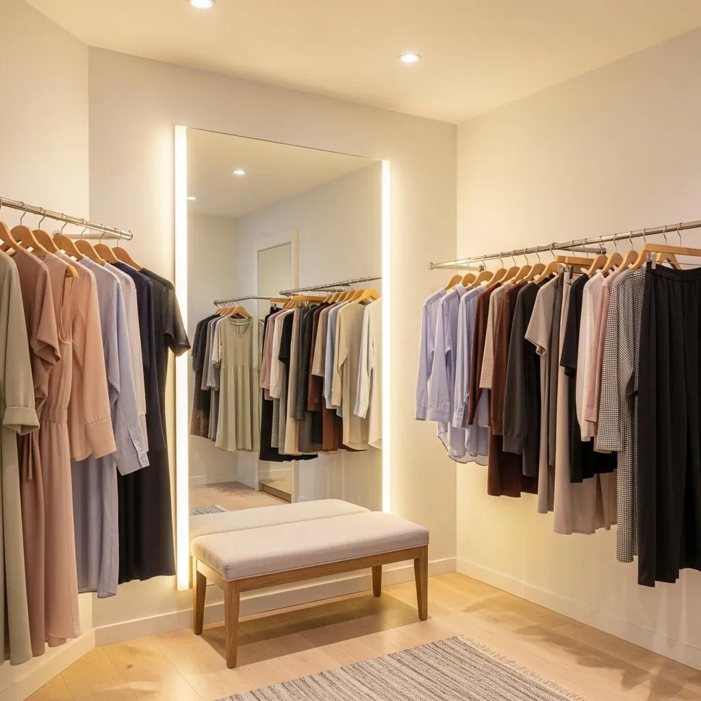 Clean and inviting fitting room emphasising the importance of cleanliness in retail