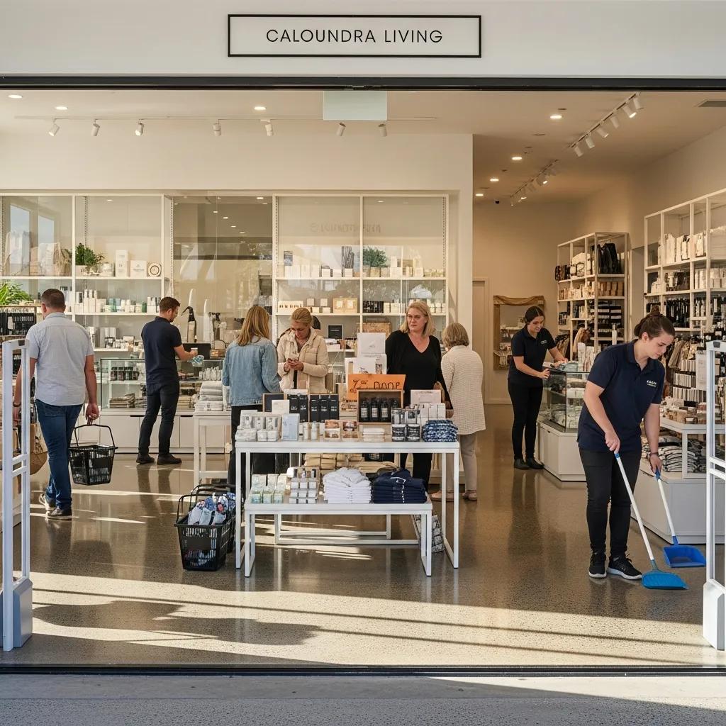 Clean and inviting retail space in Caloundra with polished floors and clear display windows