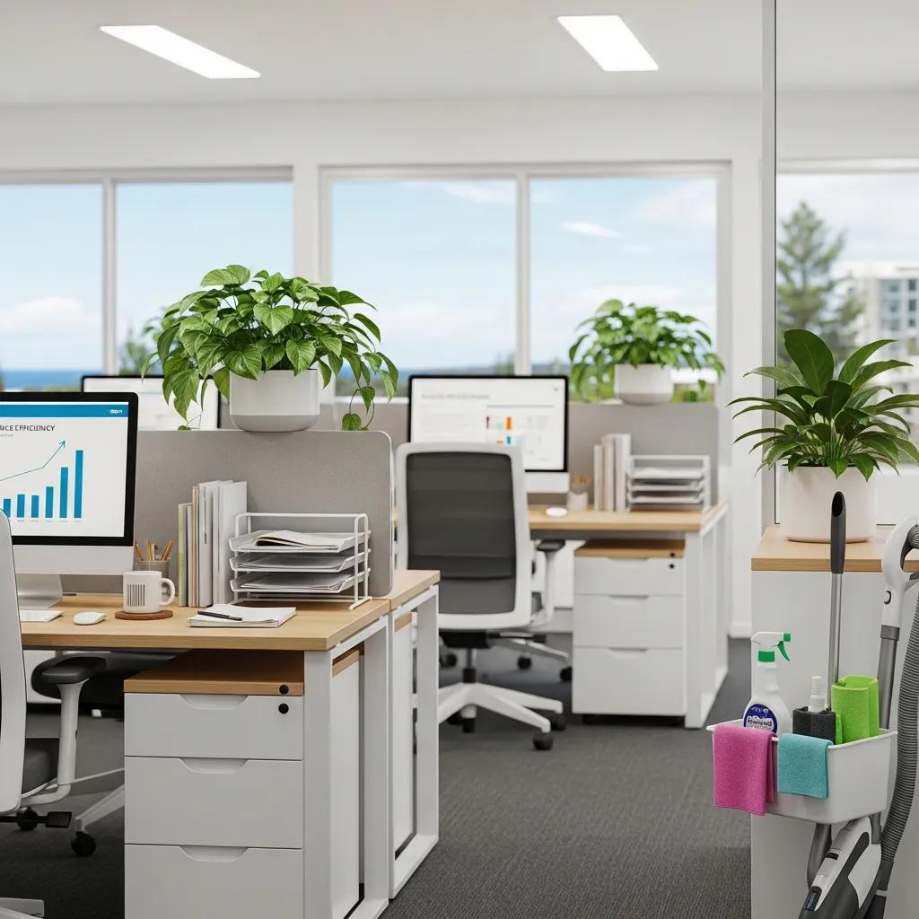 Clean and organized office space in Caloundra promoting hygiene and professionalism