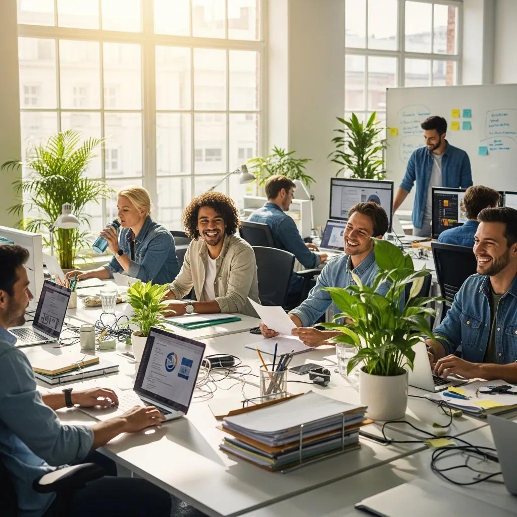 Bright, tidy office showing healthy productive environment