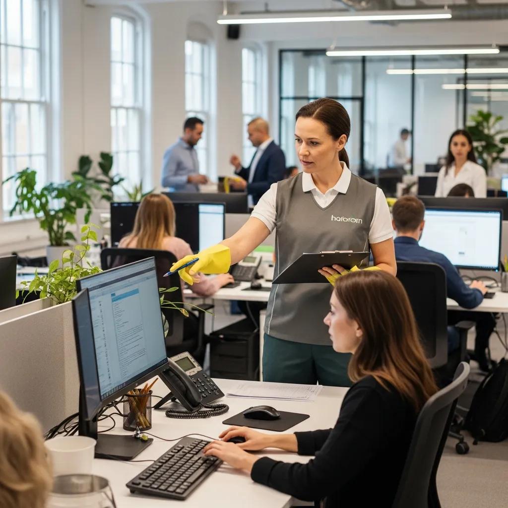 On-site assessment by a cleaner in a busy Currimundi office