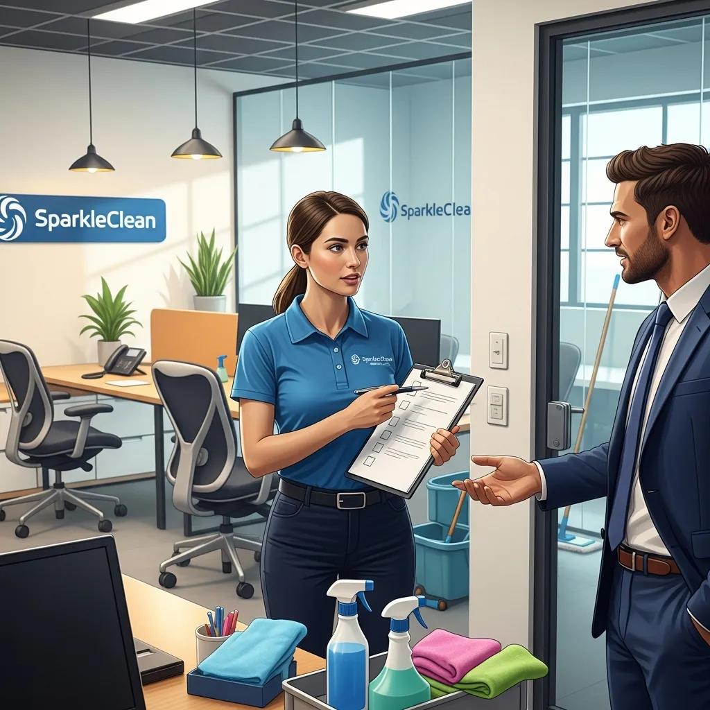 Cleaning professional assessing a commercial property to create a tailored cleaning plan