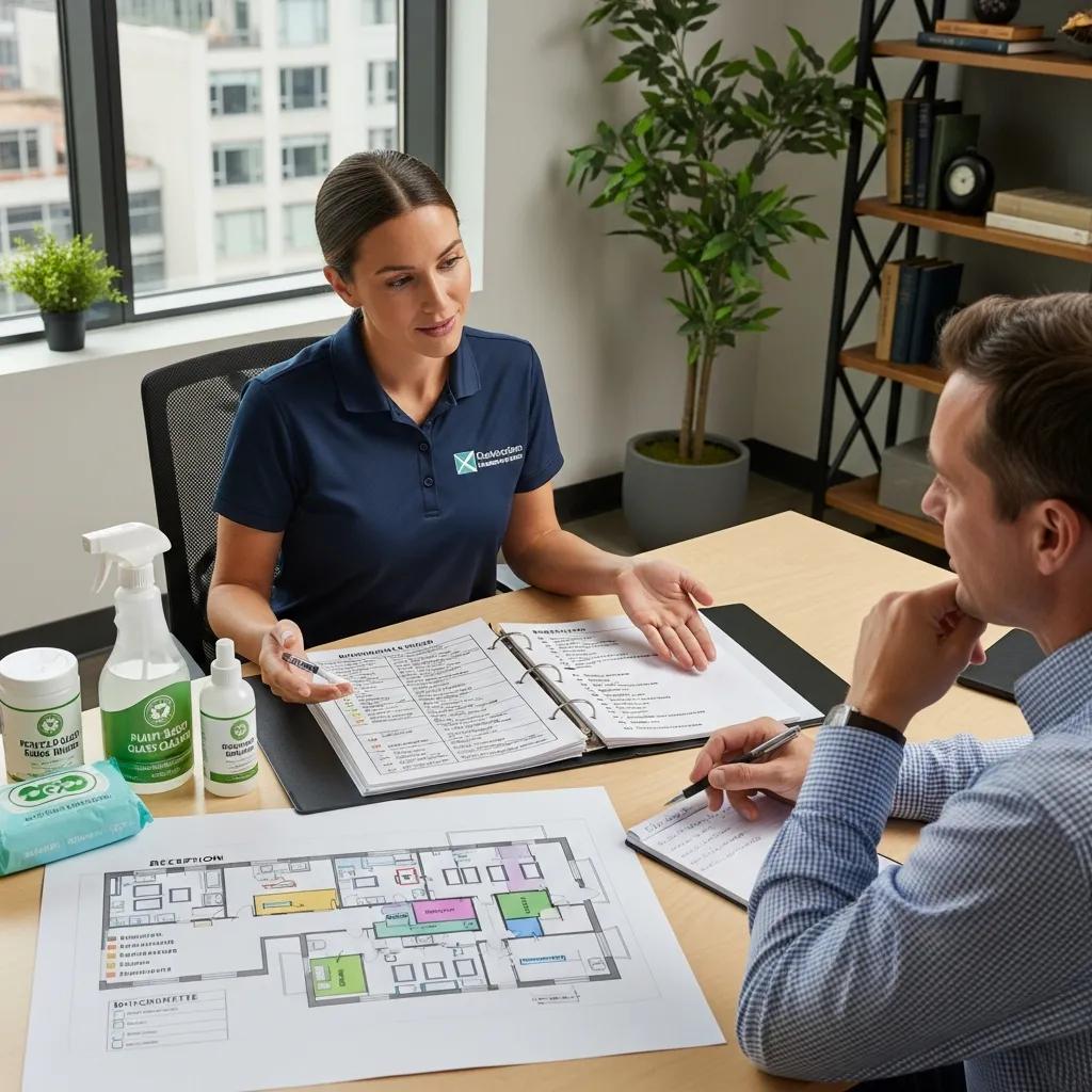 Consultation between our cleaning team and a business owner to create a customised plan