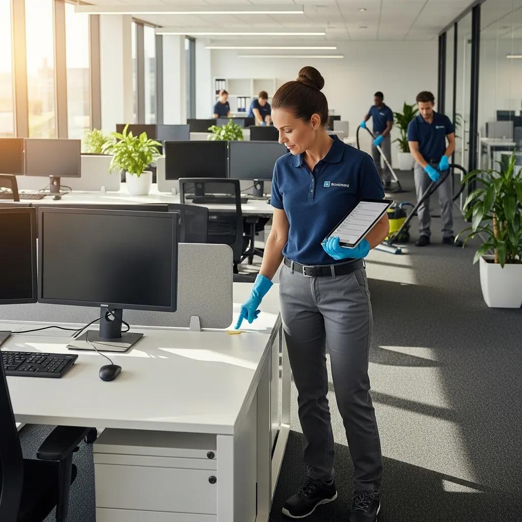 Supervisor conducting a quality audit in a commercial space