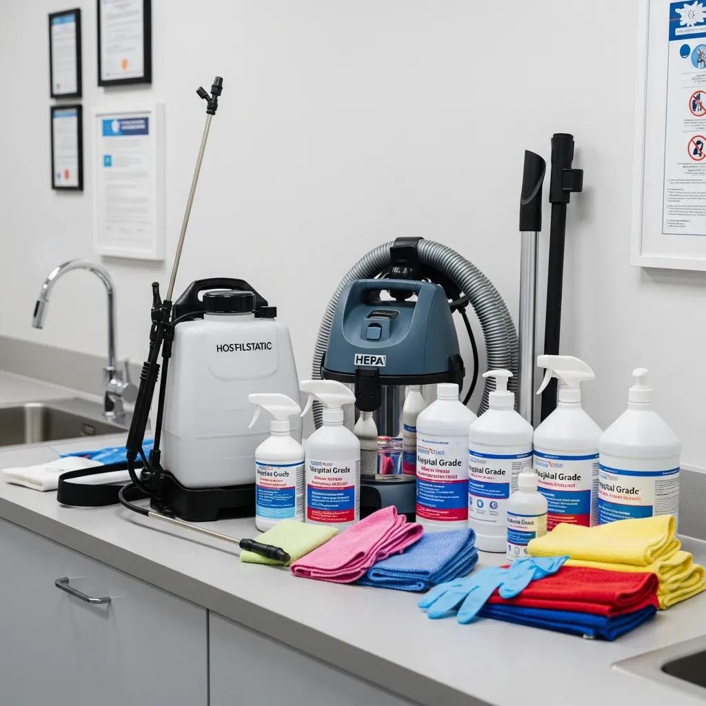 Selection of disinfectants and cleaning tools used in clinical cleaning