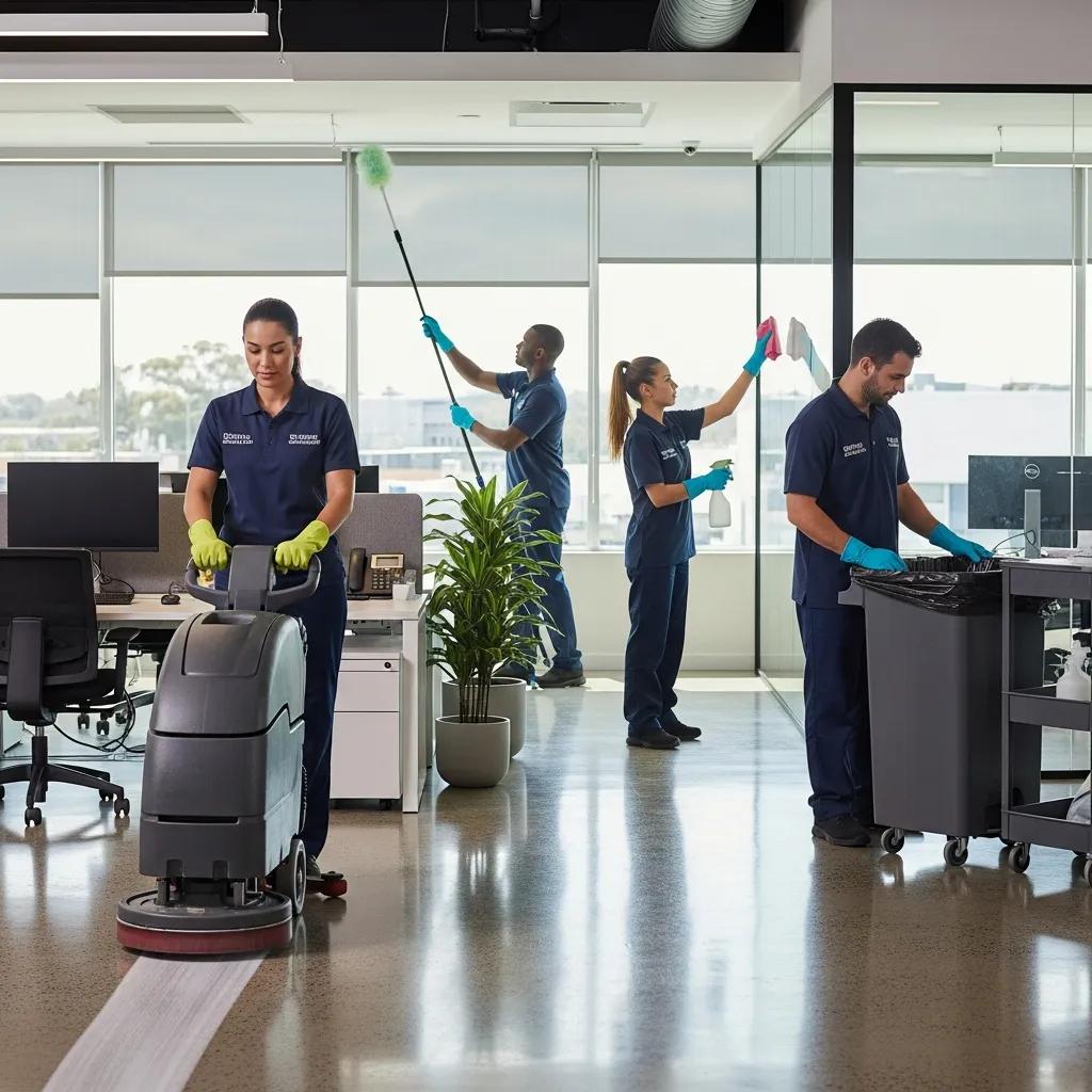Divine Commercial Cleaning team working in a bright Birtinya office &mdash; professional, local cleaning services