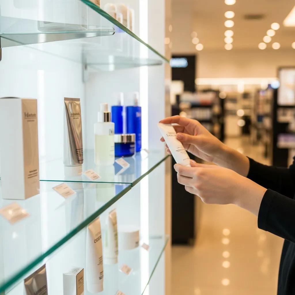 Shopper browsing a tidy retail display, demonstrating the influence of cleanliness on buying behaviour