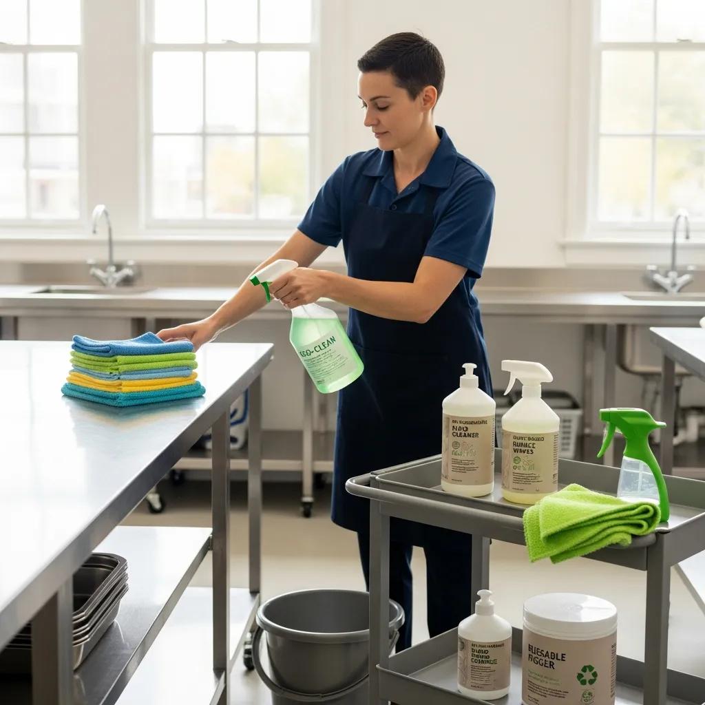 Eco-friendly cleaning supplies and methods used in commercial cleaning to support sustainability and indoor air quality