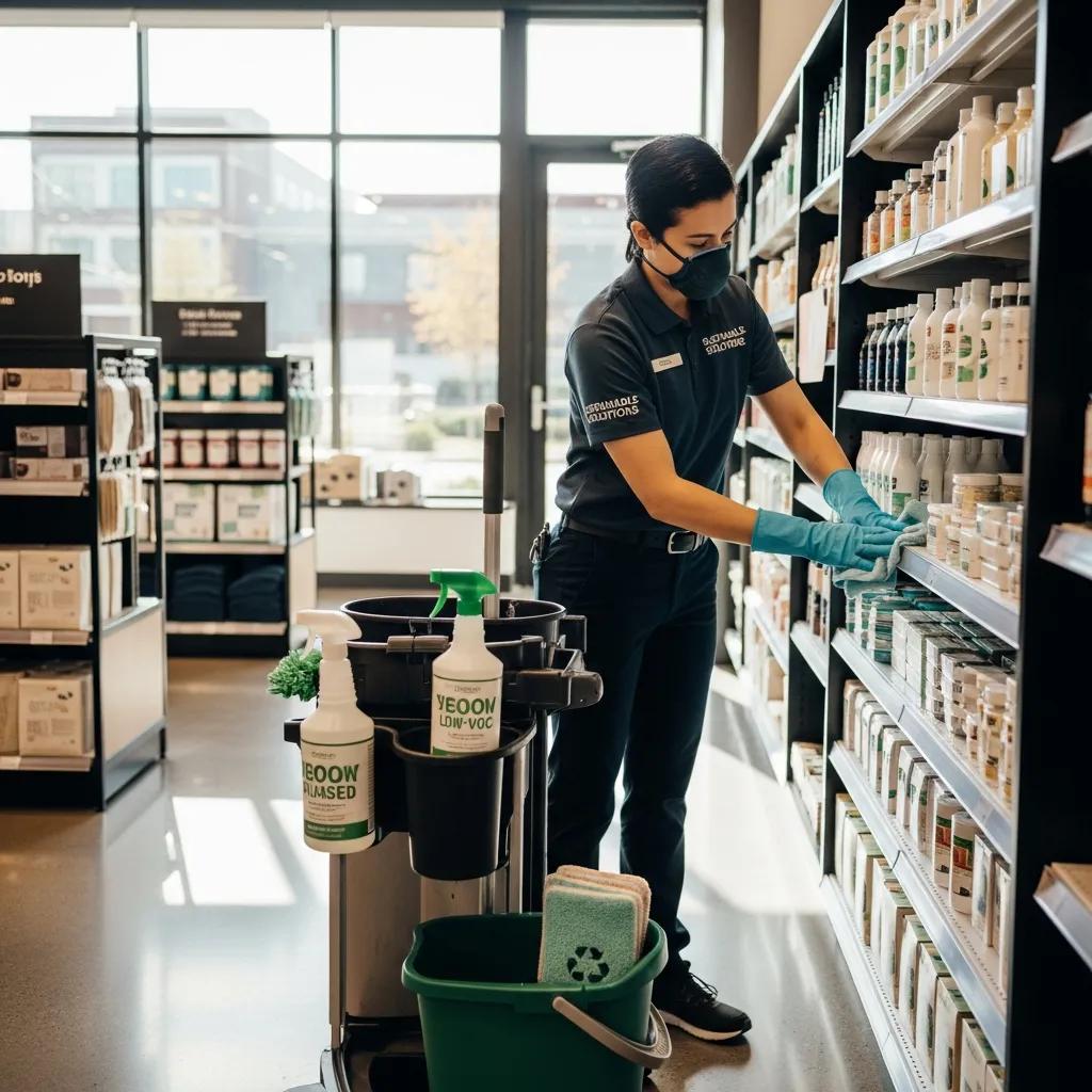 Eco-friendly cleaning products and practices in a retail environment