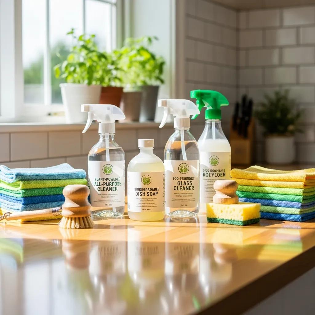 Eco-friendly cleaning supplies used to protect staff health and the environment