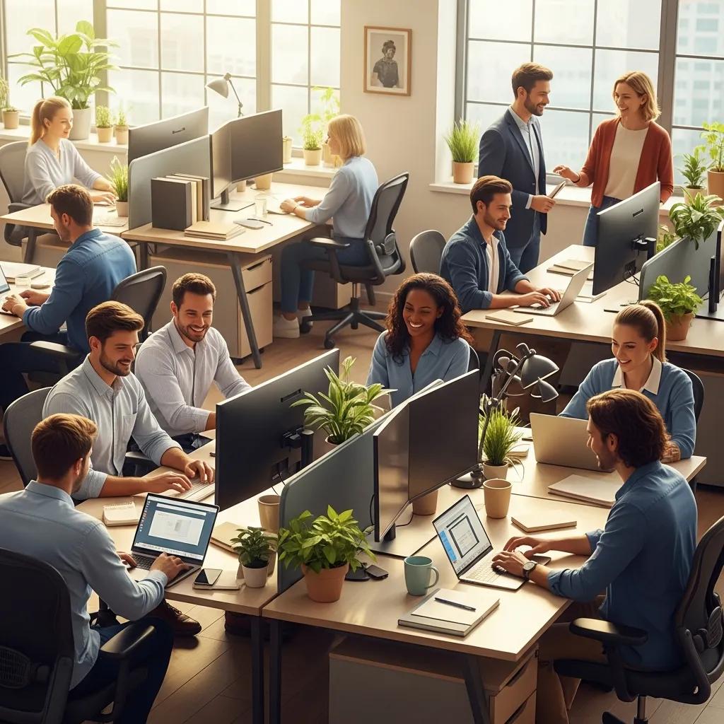 Staff working in a clean, organised office — demonstrating health and productivity benefits