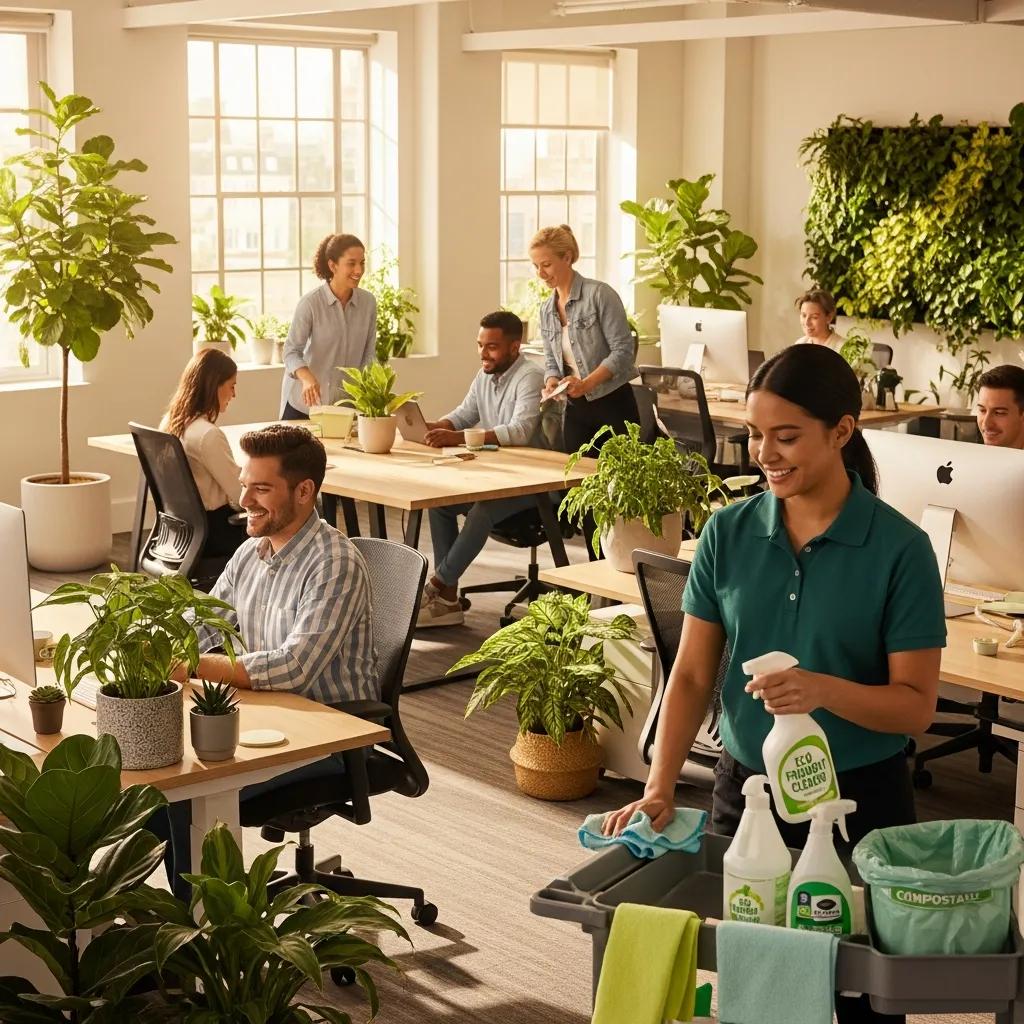 Staff working in a healthy, green-cleaned office