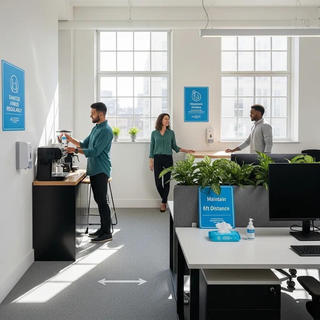 Team members maintaining hygiene in a tidy workplace