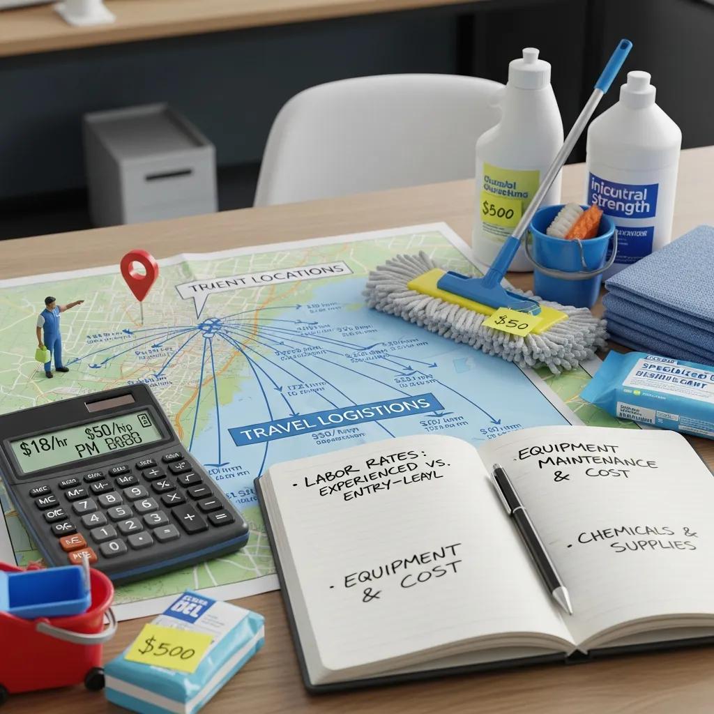 Illustration of factors that affect commercial cleaning costs