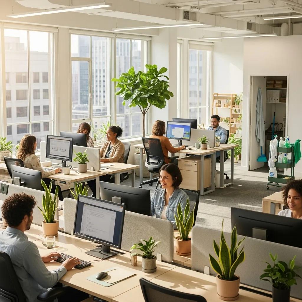 Healthy office environment supported by eco-friendly cleaning practices
