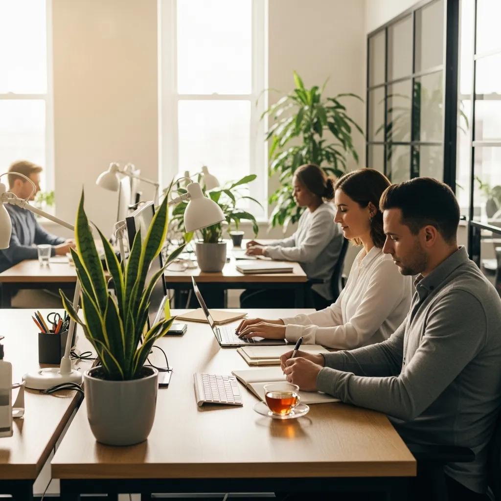 A healthy office environment showing the benefits of sustainable cleaning practices