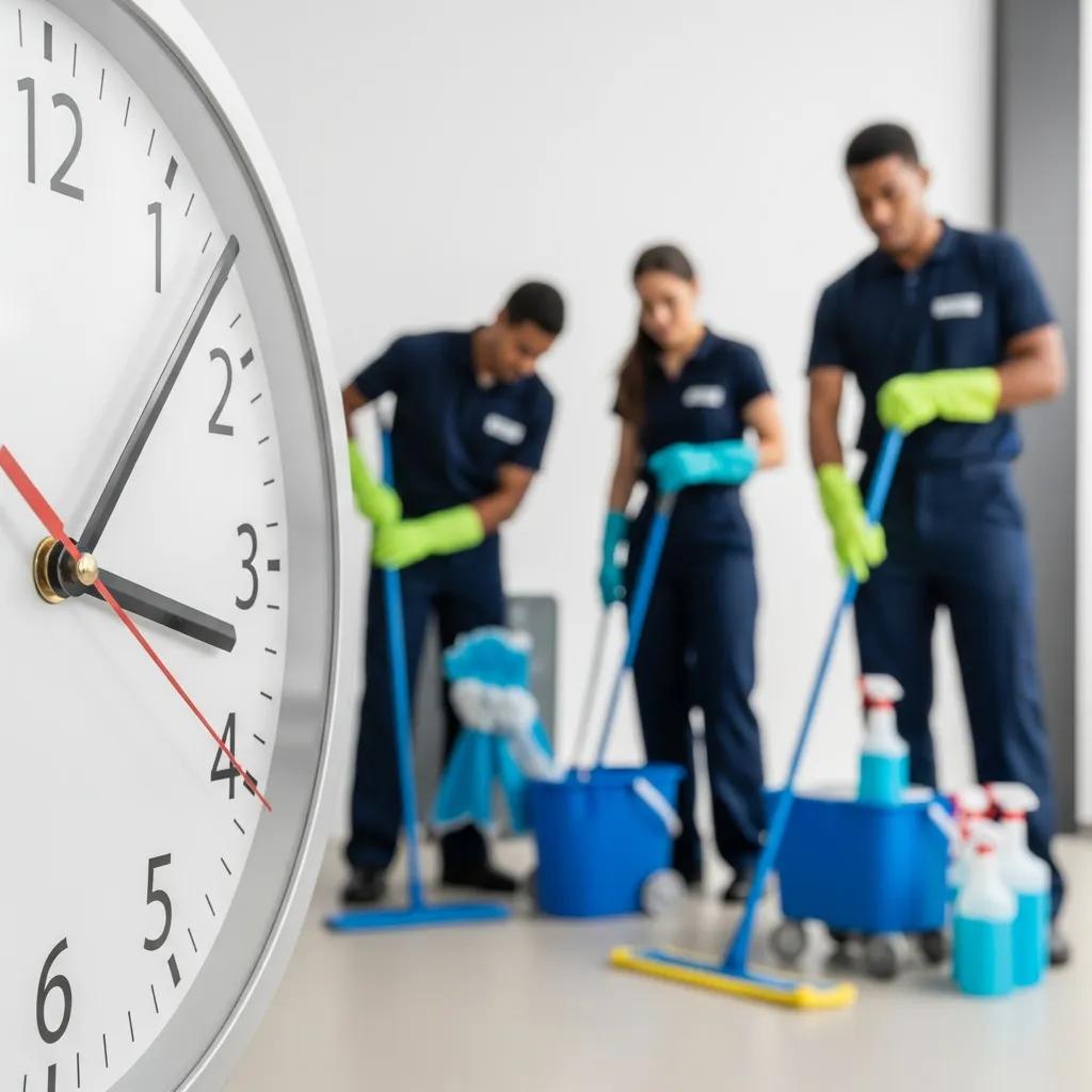 Clock icon representing fast arrival times for urgent commercial cleaning