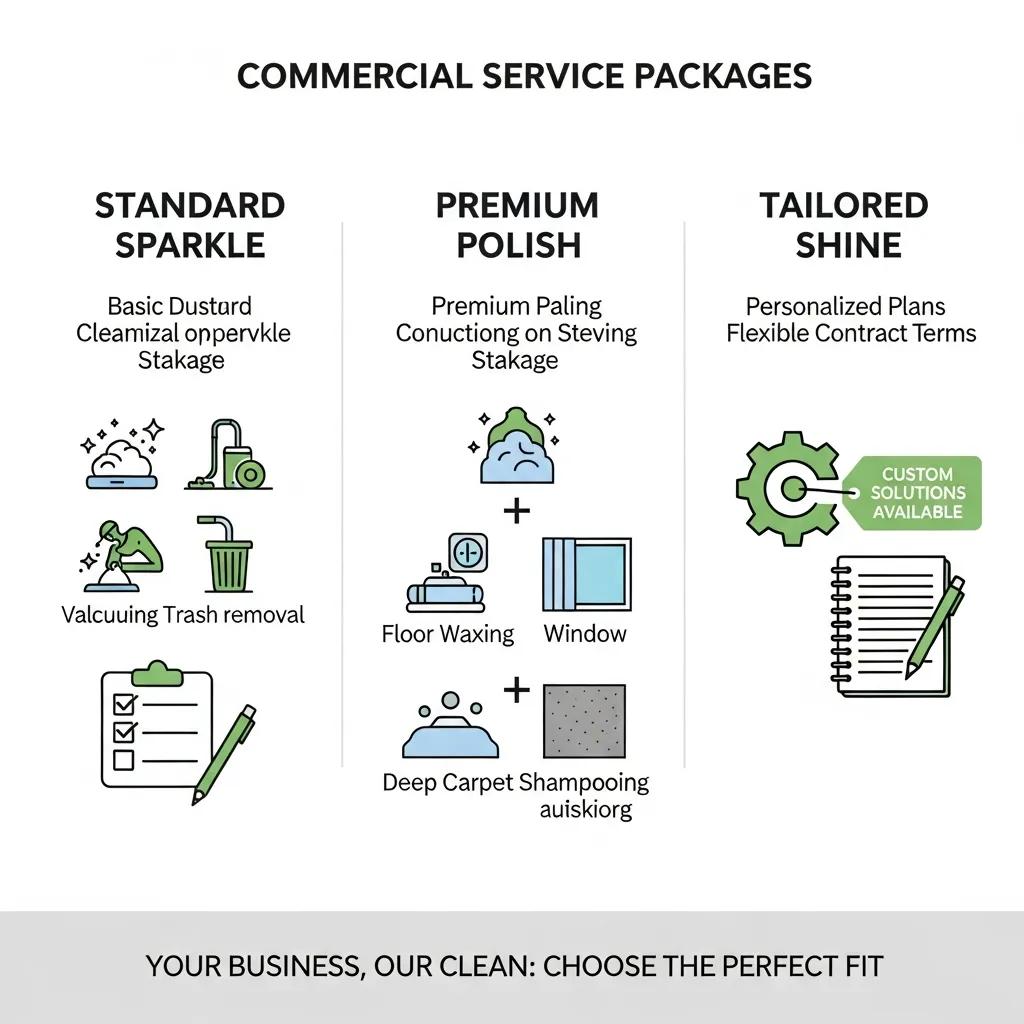 Graphic showing standard and customised commercial cleaning packages for businesses