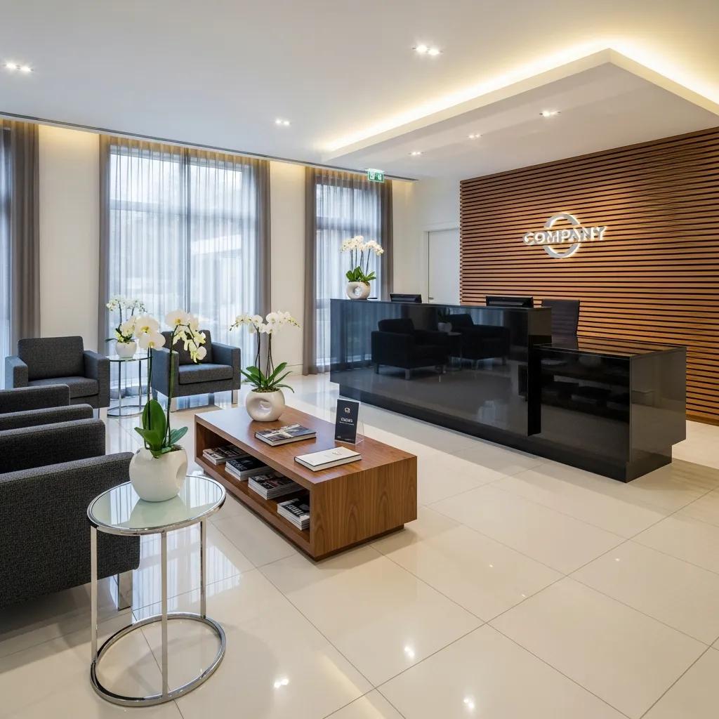 Spotless reception area reflecting professionalism and client confidence
