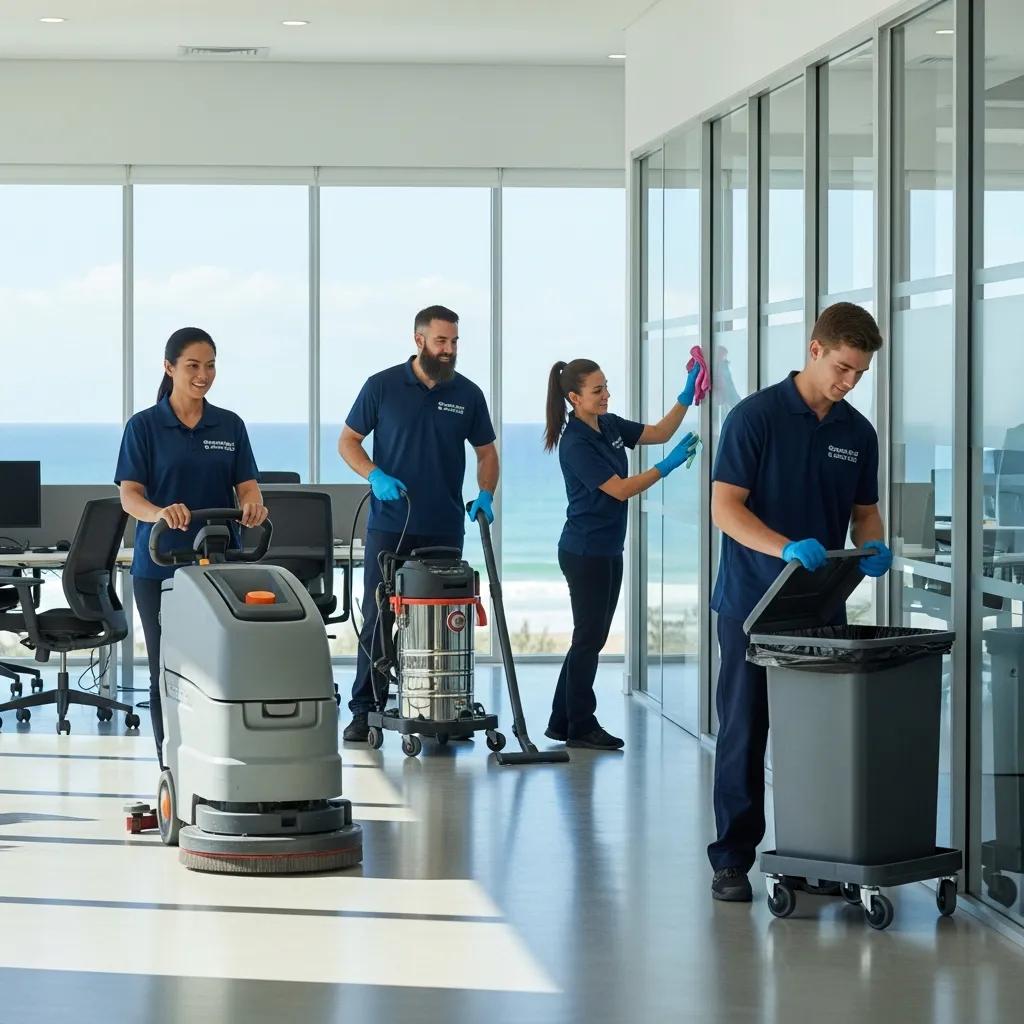 Professional cleaning team in Marcoola demonstrating effective commercial cleaning services