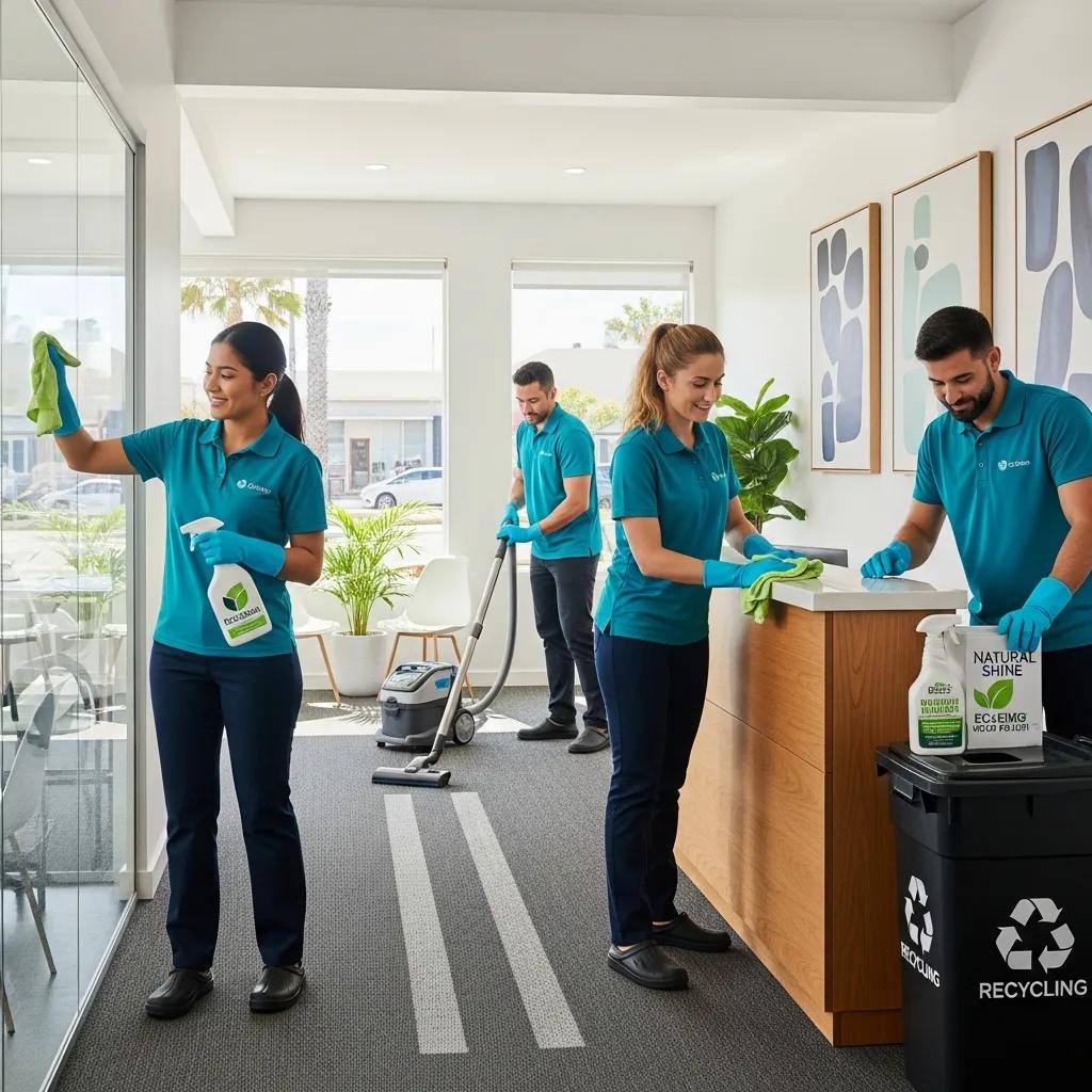Professional cleaning team using eco-friendly products in a commercial space in Kings Beach