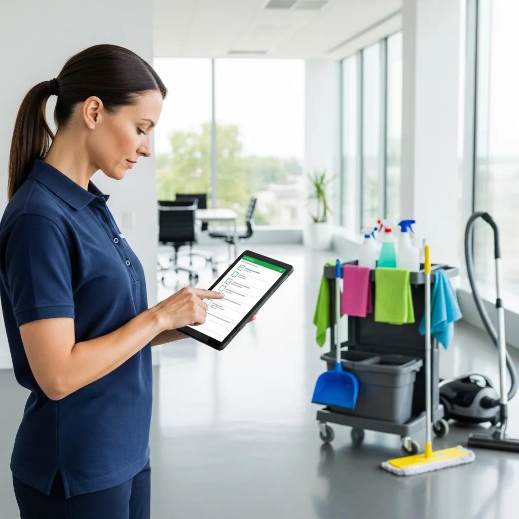 Supervisor carrying out a quality inspection in an office, highlighting the role of detailed checklists