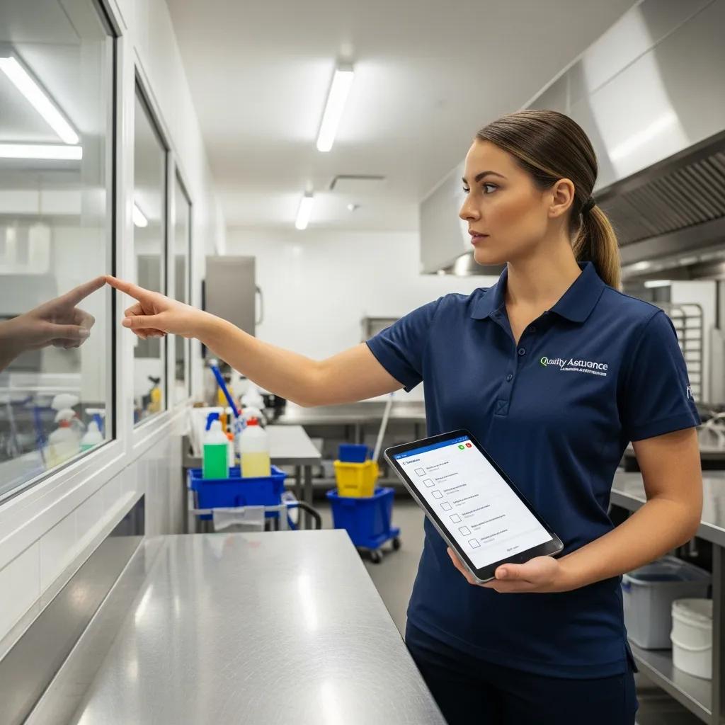 Supervisor carrying out a quality inspection using a digital checklist