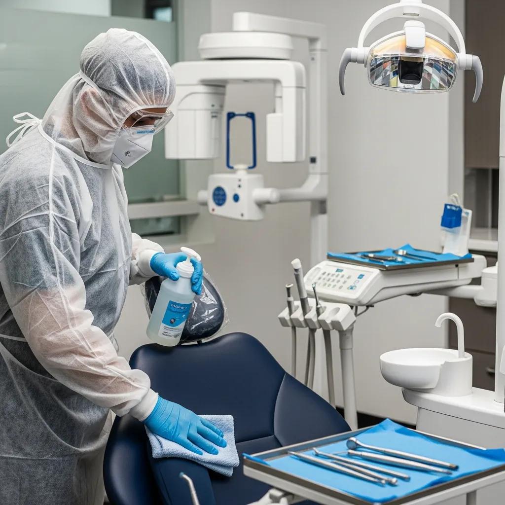 Technician carrying out specialised cleaning in a dental operatory