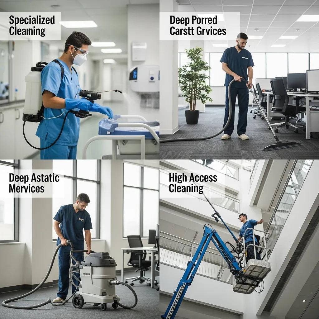 Our technicians delivering specialist cleaning services in a commercial building
