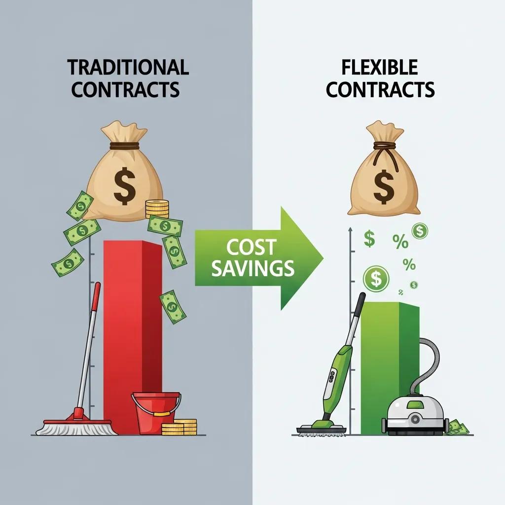 Graphic showing cost savings from flexible cleaning contracts for Kuluin businesses