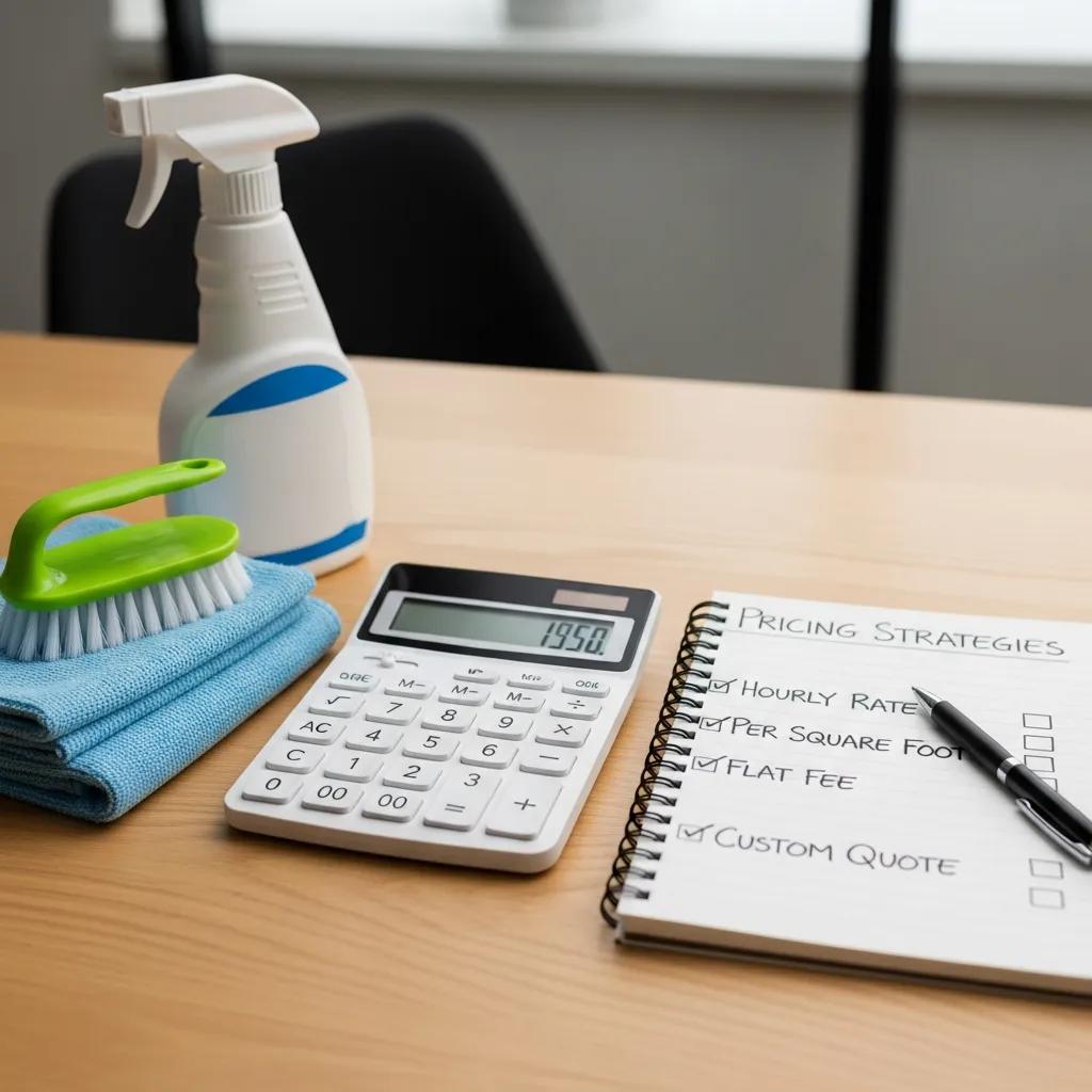 Illustration showing common commercial cleaning pricing models and notes